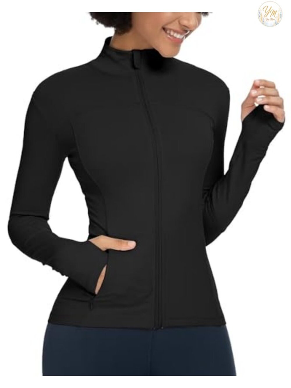 Women's Running Jacket Ultra-Light Full Zip Athletic with Thumb Holes